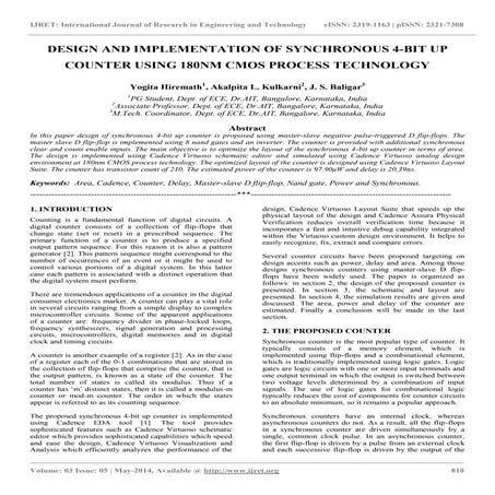 Design and implementation of synchronous 4 bit up counter using 180 nm cmos p...