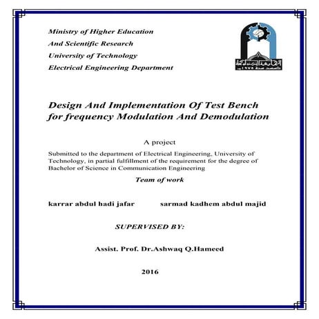 Design and implementation of test bench for frequency modulation and demodula...