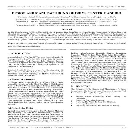 Design and manufacturing of drive center mandrel