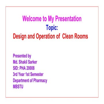 Design and Operations of Clean Room| Pharmacy 