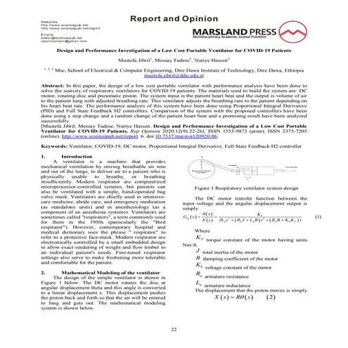 Design and performance investigation of a low cost portable ventilator for co...