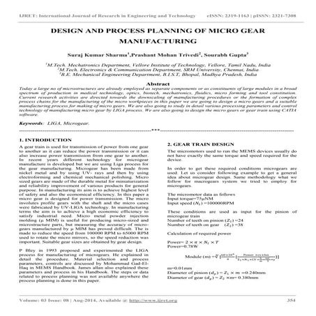 Design and process planning of micro gear manufacturing