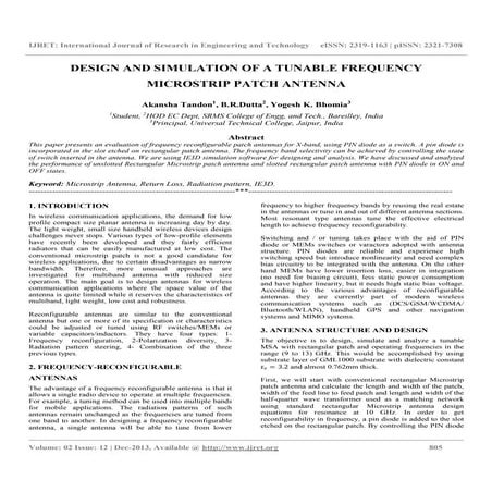 Design and simulation of a tunable frequency