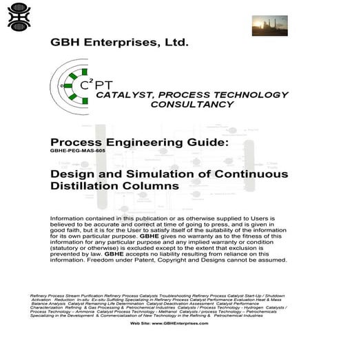Design and Simulation of Continuous Distillation Columns