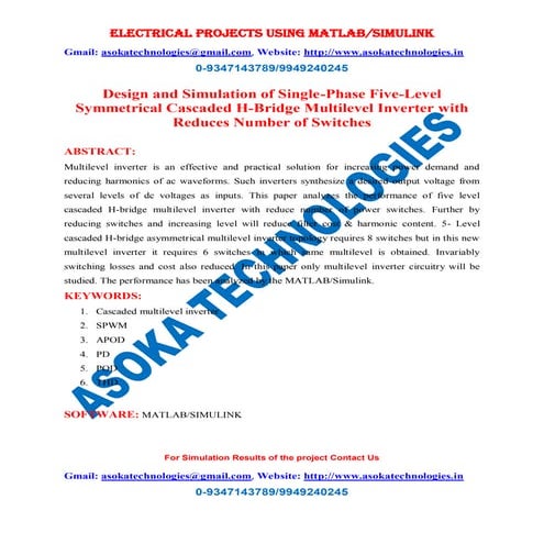 Design and simulation of single phase five-level symmetrical cascaded h-bridg...
