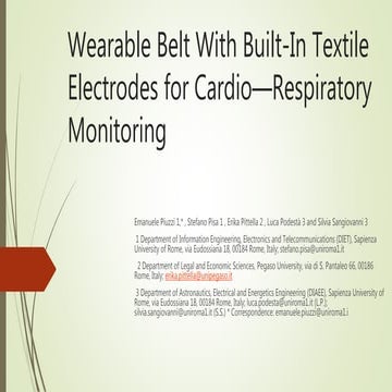 Wearable Belt With Built-In Textile Electrodes for Cardio—Respiratory Monitor...