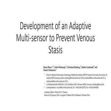 Development of an Adaptive Multi-sensor to Prevent Venous Stasis