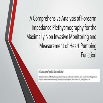 A Comprehensive Analysis of Forearm Impedance Plethysmography for the Maximal...
