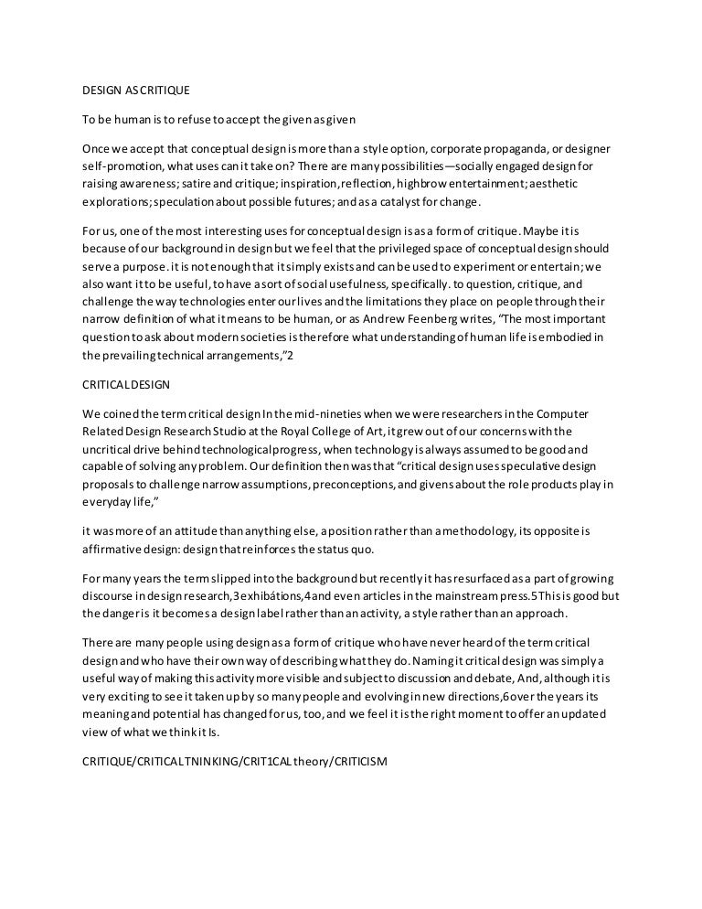 Design as critique