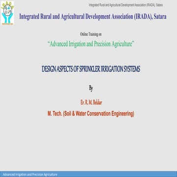 Design aspects of sprinkler irrigation system