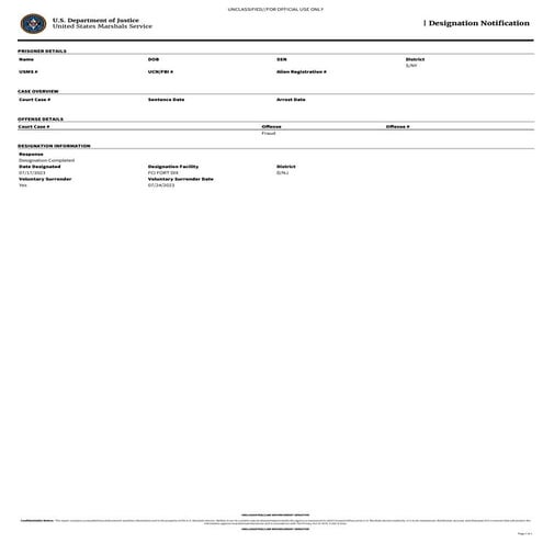 Designation Notice from the US Marshalls | PDF