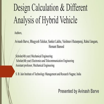 Design calculation & different analysis of hybrid vehicle 