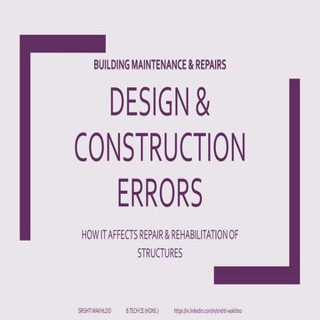 Design & Construction Errors- Building Maintenance and Repairs 