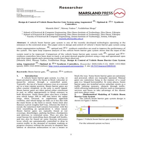 Design &amp; control of vehicle boom barrier gate system using augmented h 2 ...