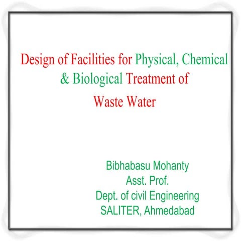 Design criteria for waste water treatment