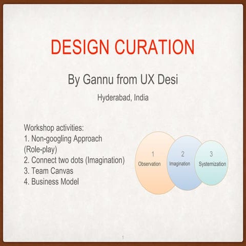 Design curation workshop by UX Desi @Lamakaan, Hyderabad, India