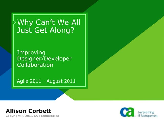 Why Can't We All Just Get Along? Improving Designer/Developer Collaboration