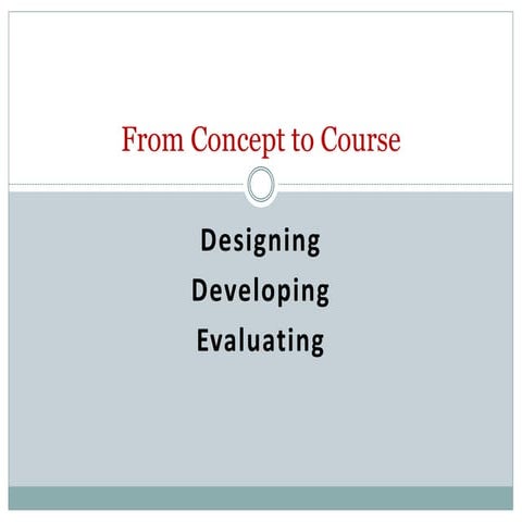Designing Developing Evaluating