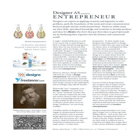 Designer As Entrepreneur