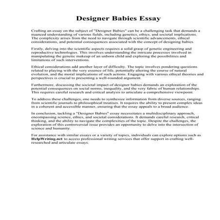 Designer Babies Essay. Fielding Graduate University