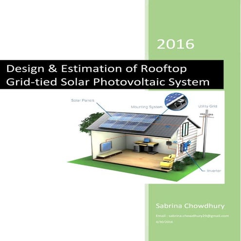 Design & estimation of rooftop grid tied solar pv system