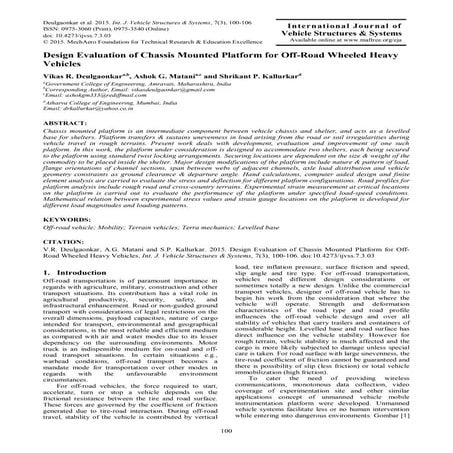 Vibration measurement and spectral analysis of chassis frame mounted ...