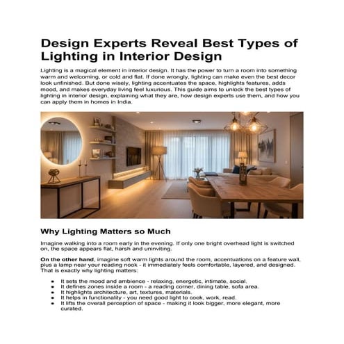 Design Experts Reveal Best Types of Lighting in Interior Design