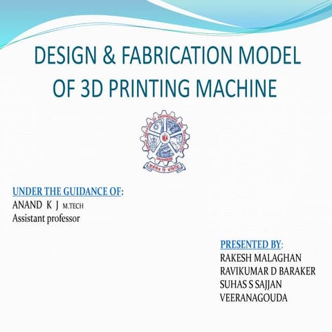 Design &amp; fabrication model of 3 d printing machine