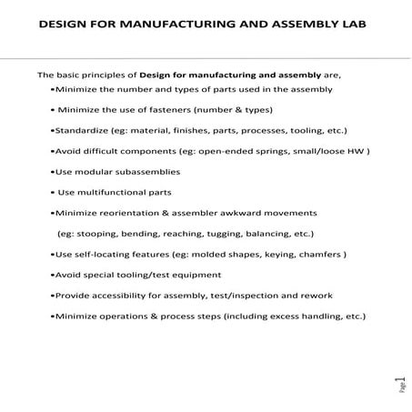 Design for assembly