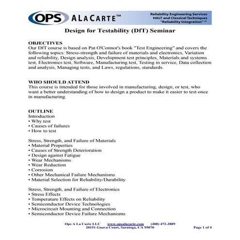 Design for Testability DfT Seminar Outline | PDF