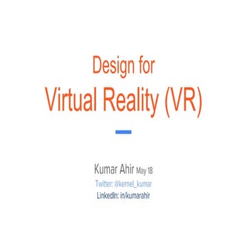 Design for VR - workshop for IDF Bangalore