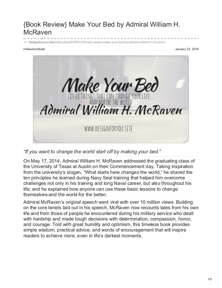 Make Your Bed | Admiral William H. McRaven