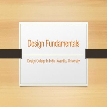 Design Fundamentals - Avantika University