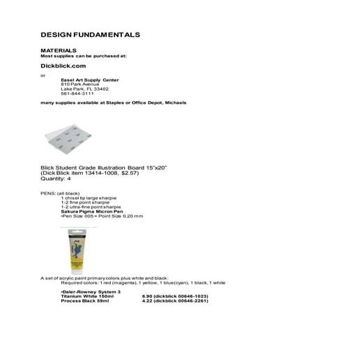 Design Fundamentals Materials Fall 2020