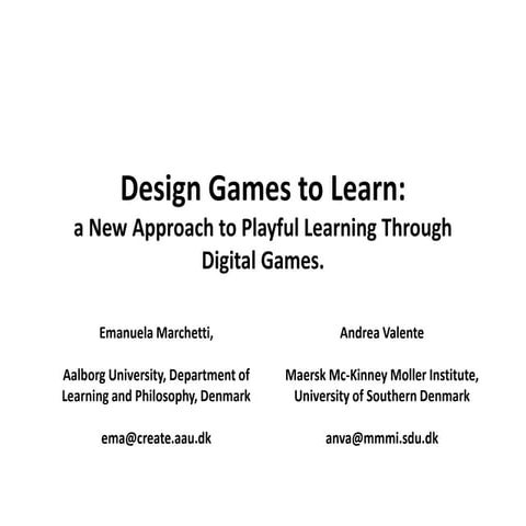 Design games to learn (presented at ECGBL 2014)