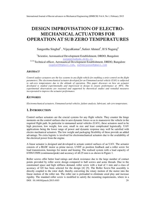 DESIGN IMPROVISATION OF ELECTROMECHANICAL ACTUATORS FOR OPERATION AT SUB ZERO...