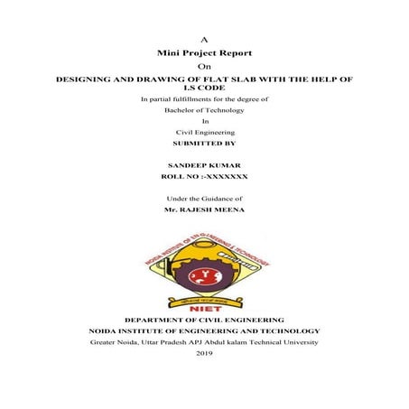 Designing and drawing of flat slab with the help of i.s code 
