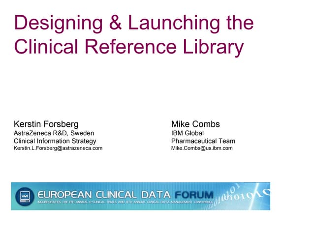 Designing and launching the Clinical Reference Library