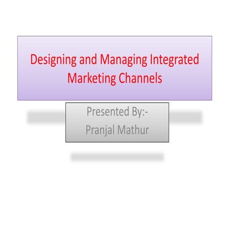 Designing and managing integrated marketing channels