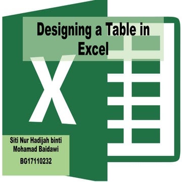 Designing a table in excel | PPTX