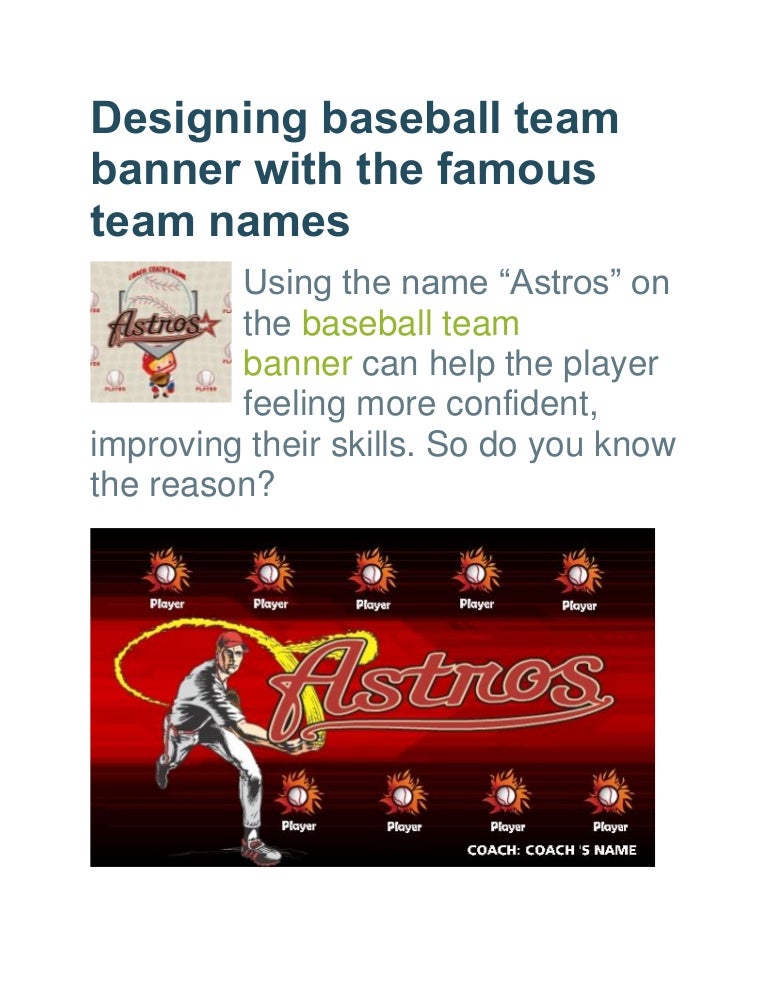 Designing baseball team banner with the famous team names