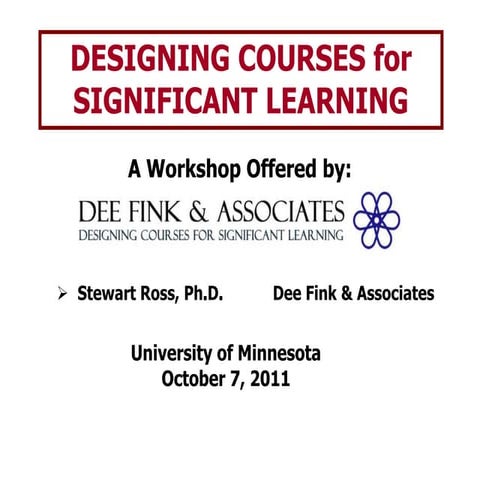 Designing courses for significant learning