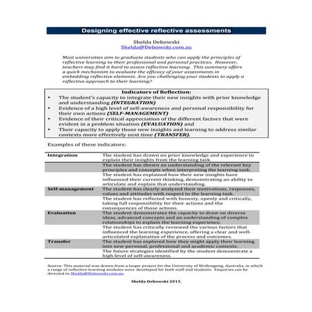 Designing effective reflective assessments