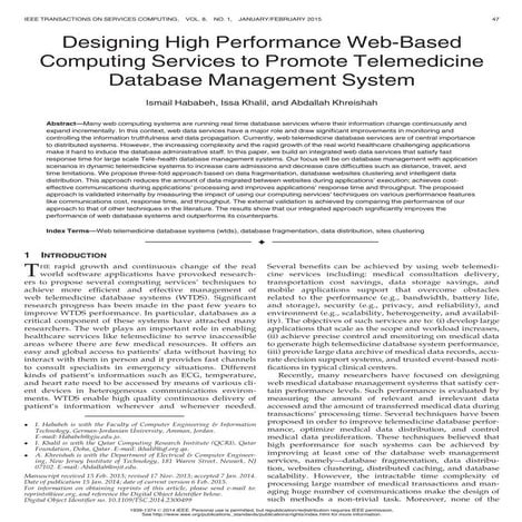 Designing High Performance Web-Based Computing Services to Promote Telemedici...