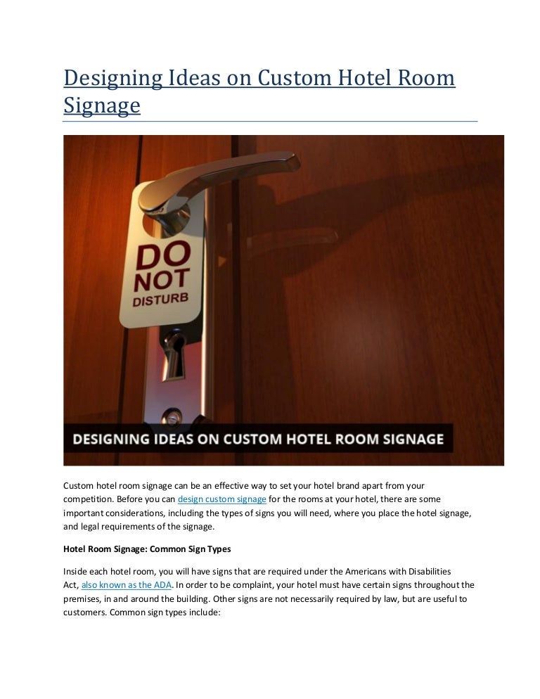 Designing ideas on custom hotel room signage