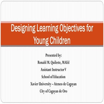 Designing Learning Objectives for Young Children