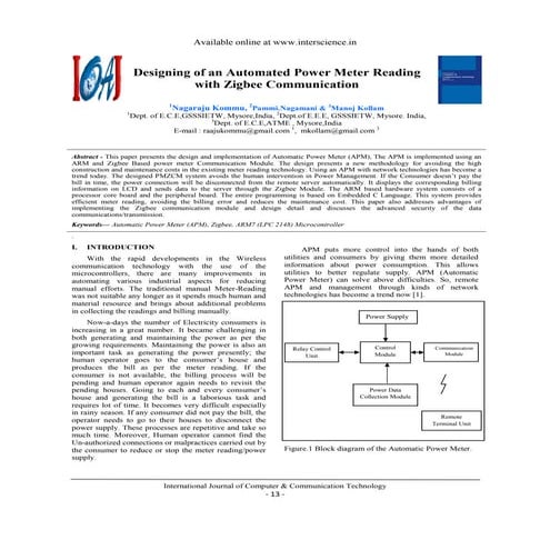Designing of an automated power meter reading