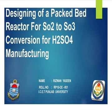 Designing of a plug flow reactor for so2