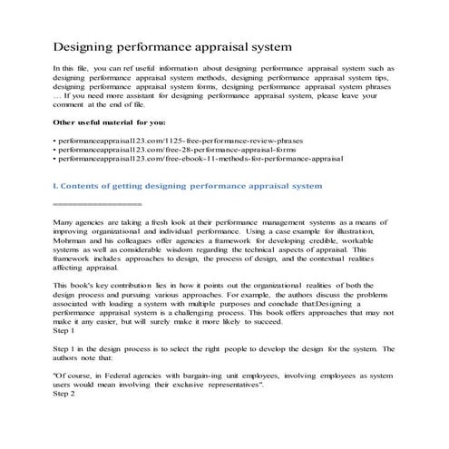 Designing performance appraisal system