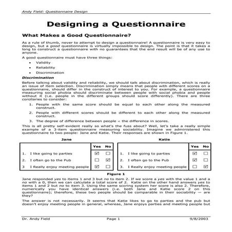 Designing questionnaires